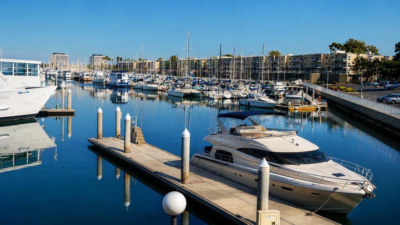 Marina del Rey marina dock with yachts for private charters