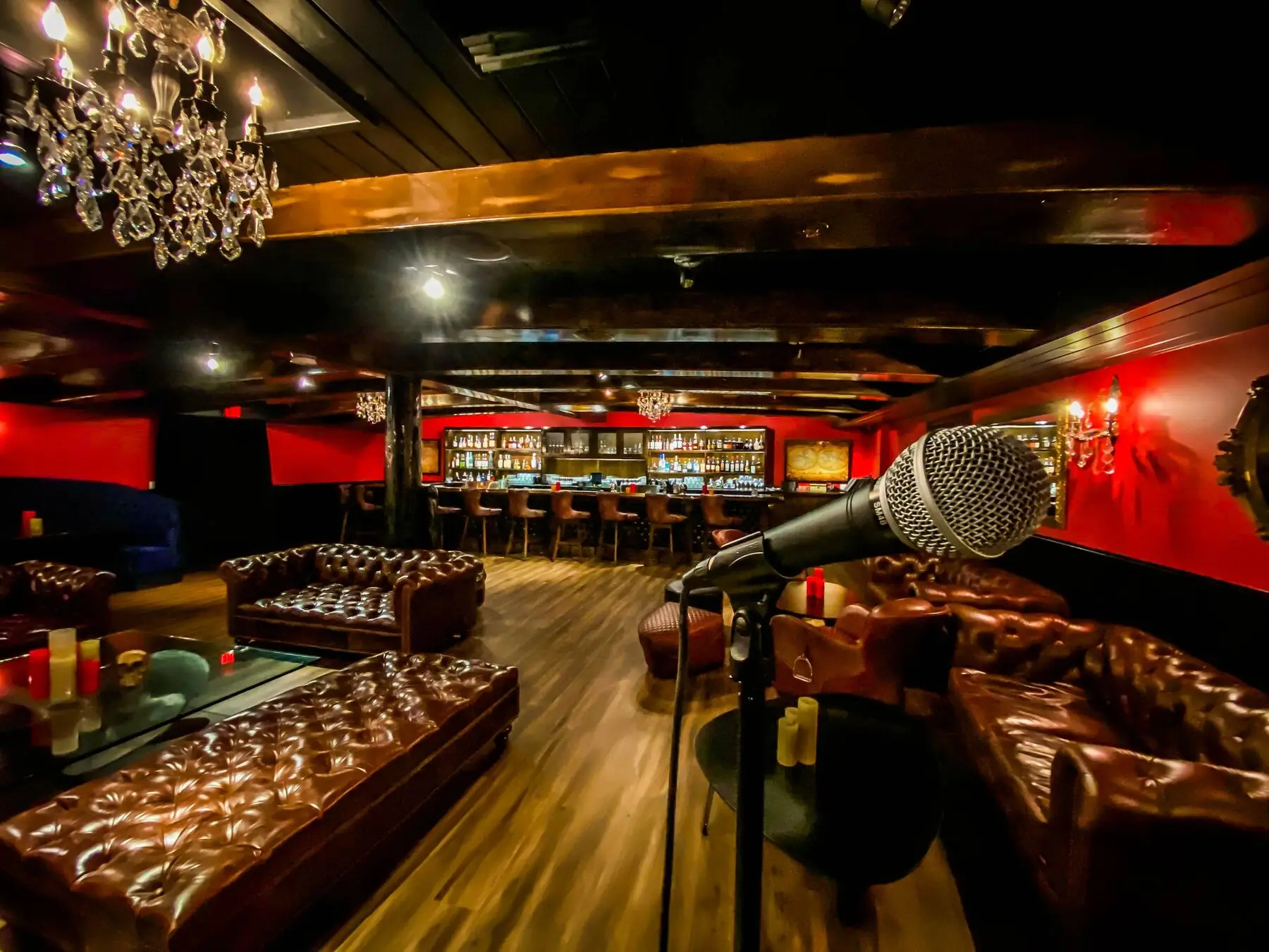 Killer Yacht Club stage and microphone setup for live music